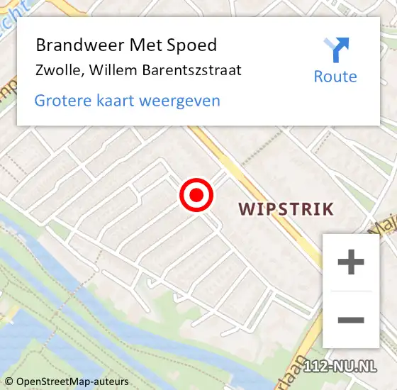 Locatie op kaart van de 112 melding: Brandweer Met Spoed Naar Zwolle, Willem Barentszstraat op 1 januari 2022 03:24