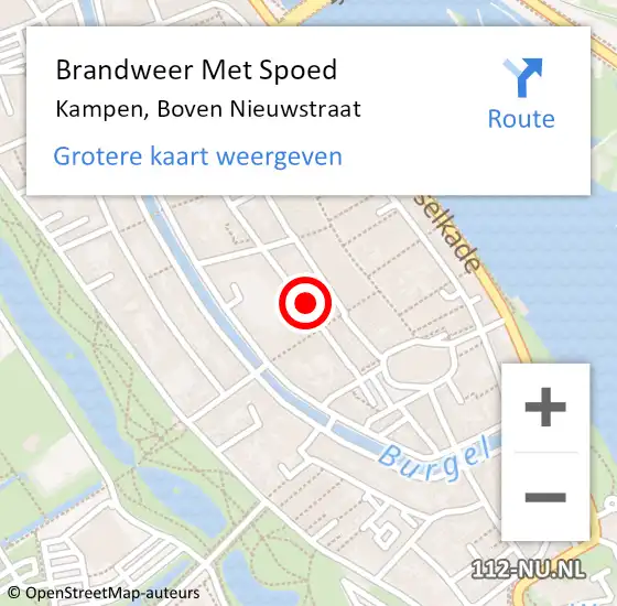 Locatie op kaart van de 112 melding: Brandweer Met Spoed Naar Kampen, Boven Nieuwstraat op 1 januari 2022 03:35
