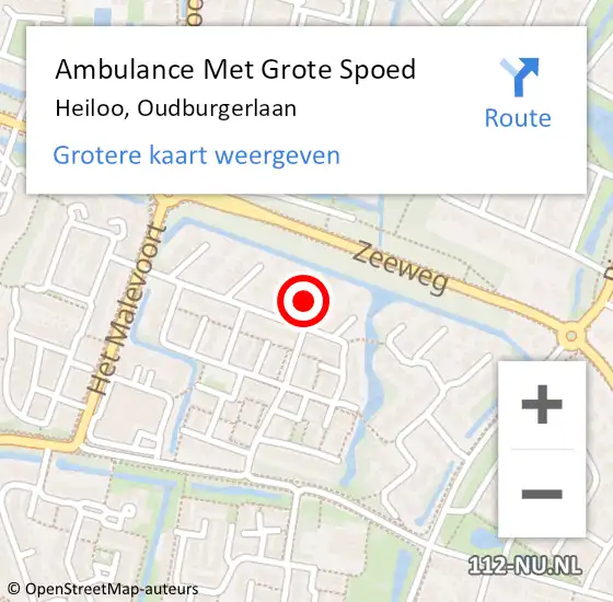 Locatie op kaart van de 112 melding: Ambulance Met Grote Spoed Naar Heiloo, Oudburgerlaan op 1 januari 2022 05:23