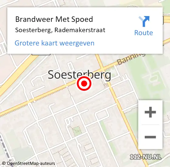 Locatie op kaart van de 112 melding: Brandweer Met Spoed Naar Soesterberg, Rademakerstraat op 1 januari 2022 06:56