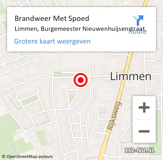 Locatie op kaart van de 112 melding: Brandweer Met Spoed Naar Limmen, Burgemeester Nieuwenhuijsenstraat op 1 januari 2022 06:58