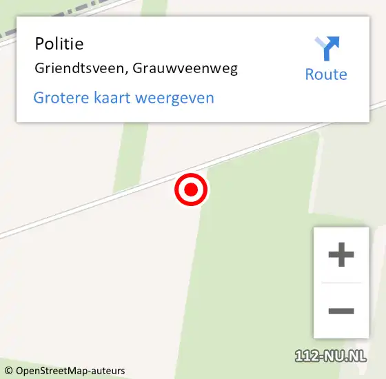 Locatie op kaart van de 112 melding: Politie Griendtsveen, Grauwveenweg op 1 januari 2022 07:38