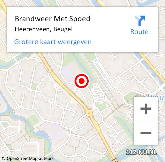 Locatie op kaart van de 112 melding: Brandweer Met Spoed Naar Heerenveen, Beugel op 1 januari 2022 07:48