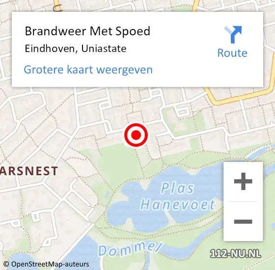 Locatie op kaart van de 112 melding: Brandweer Met Spoed Naar Eindhoven, Uniastate op 1 januari 2022 09:40