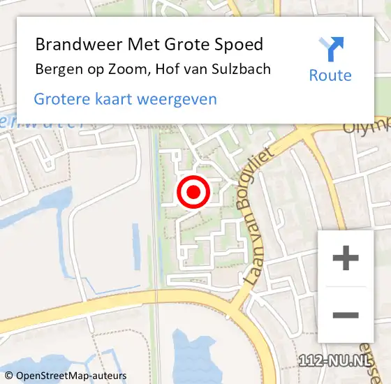 Locatie op kaart van de 112 melding: Brandweer Met Grote Spoed Naar Bergen op Zoom, Hof van Sulzbach op 1 januari 2022 10:01