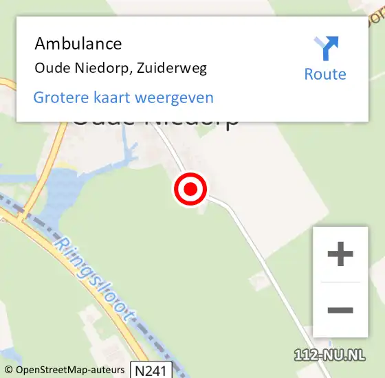 Locatie op kaart van de 112 melding: Ambulance Oude Niedorp, Zuiderweg op 1 januari 2022 10:13