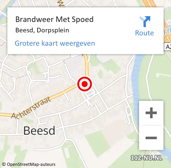 Locatie op kaart van de 112 melding: Brandweer Met Spoed Naar Beesd, Dorpsplein op 1 januari 2022 11:39