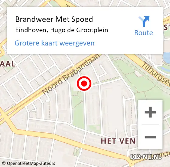 Locatie op kaart van de 112 melding: Brandweer Met Spoed Naar Eindhoven, Hugo de Grootplein op 1 januari 2022 11:56