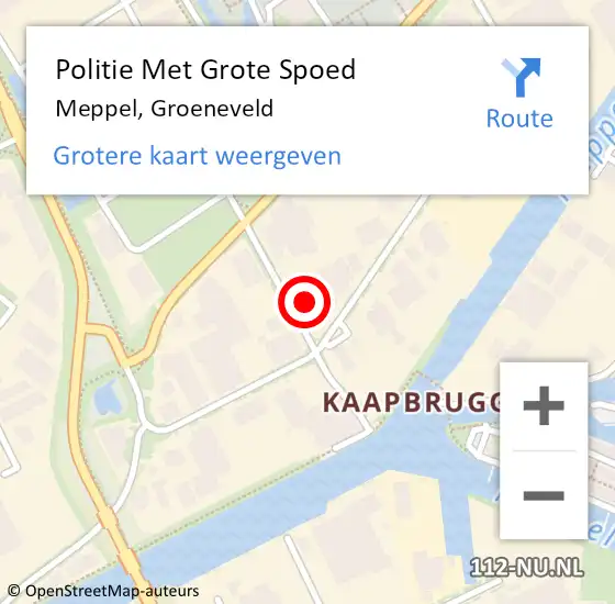 Locatie op kaart van de 112 melding: Politie Met Grote Spoed Naar Meppel, Groeneveld op 1 januari 2022 13:30
