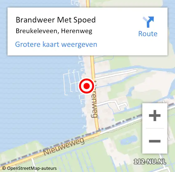 Locatie op kaart van de 112 melding: Brandweer Met Spoed Naar Breukeleveen, Herenweg op 1 januari 2022 14:18