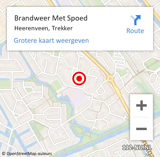 Locatie op kaart van de 112 melding: Brandweer Met Spoed Naar Heerenveen, Trekker op 1 januari 2022 18:03
