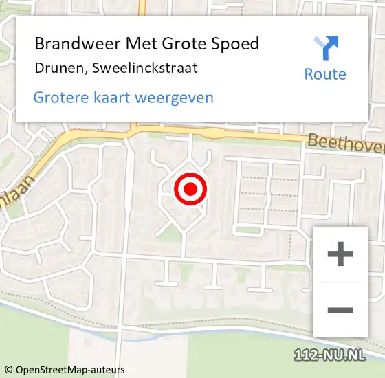 Locatie op kaart van de 112 melding: Brandweer Met Grote Spoed Naar Drunen, Sweelinckstraat op 1 januari 2022 20:42
