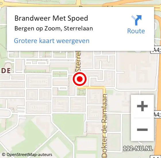 Locatie op kaart van de 112 melding: Brandweer Met Spoed Naar Bergen op Zoom, Sterrelaan op 1 januari 2022 21:46