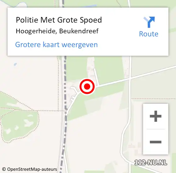 Locatie op kaart van de 112 melding: Politie Met Grote Spoed Naar Hoogerheide, Beukendreef op 1 januari 2022 23:06