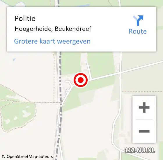 Locatie op kaart van de 112 melding: Politie Hoogerheide, Beukendreef op 1 januari 2022 23:06