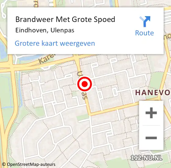 Locatie op kaart van de 112 melding: Brandweer Met Grote Spoed Naar Eindhoven, Ulenpas op 2 januari 2022 02:07