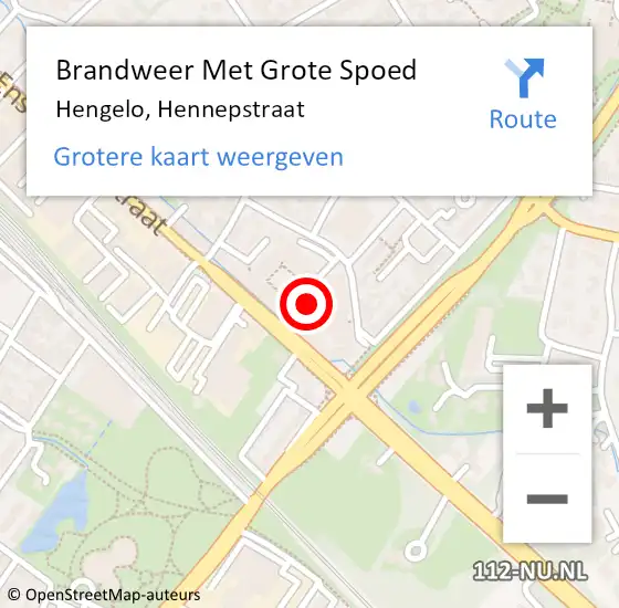 Locatie op kaart van de 112 melding: Brandweer Met Grote Spoed Naar Hengelo, Hennepstraat op 2 januari 2022 06:06