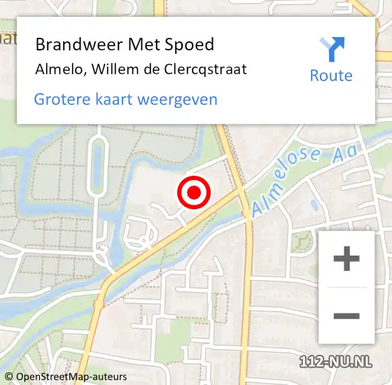 Locatie op kaart van de 112 melding: Brandweer Met Spoed Naar Almelo, Willem de Clercqstraat op 2 januari 2022 06:52