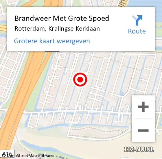 Locatie op kaart van de 112 melding: Brandweer Met Grote Spoed Naar Rotterdam, Kralingse Kerklaan op 2 januari 2022 10:56