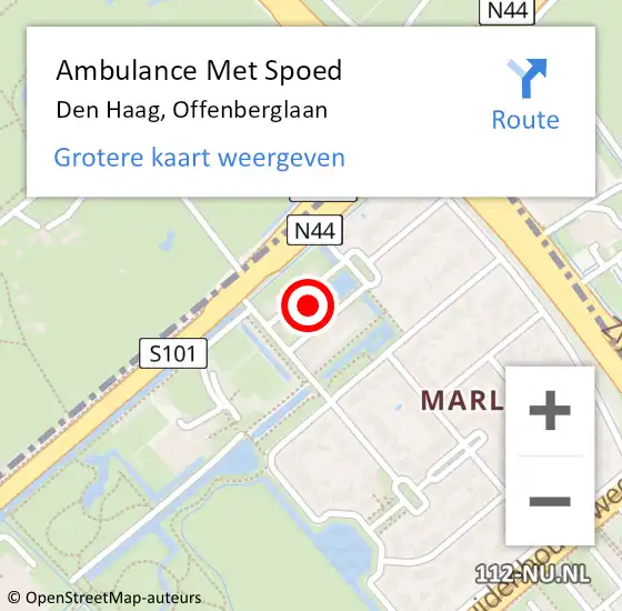 Locatie op kaart van de 112 melding: Ambulance Met Spoed Naar Den Haag, Offenberglaan op 2 januari 2022 11:02