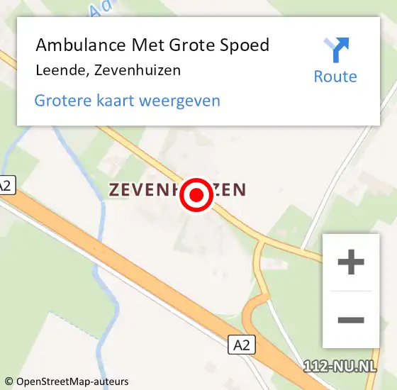 Locatie op kaart van de 112 melding: Ambulance Met Grote Spoed Naar Leende, Zevenhuizen op 2 januari 2022 11:17