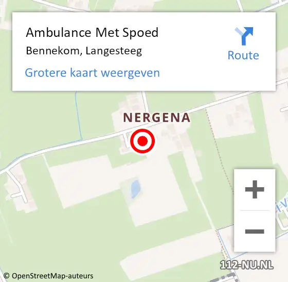 Locatie op kaart van de 112 melding: Ambulance Met Spoed Naar Bennekom, Langesteeg op 2 januari 2022 12:39