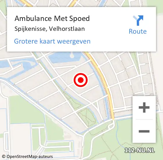 Locatie op kaart van de 112 melding: Ambulance Met Spoed Naar Spijkenisse, Velhorstlaan op 2 januari 2022 13:20