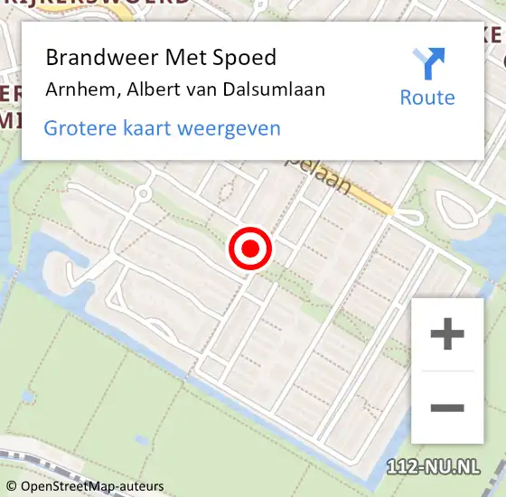 Locatie op kaart van de 112 melding: Brandweer Met Spoed Naar Arnhem, Albert van Dalsumlaan op 2 januari 2022 14:42