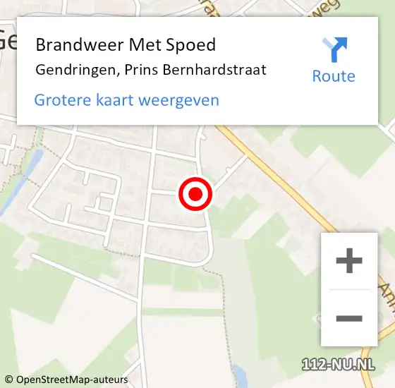 Locatie op kaart van de 112 melding: Brandweer Met Spoed Naar Gendringen, Prins Bernhardstraat op 2 januari 2022 15:28
