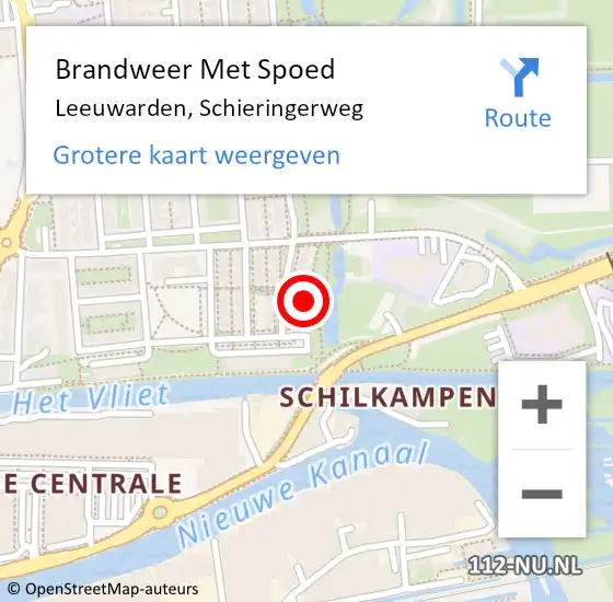 Locatie op kaart van de 112 melding: Brandweer Met Spoed Naar Leeuwarden, Schieringerweg op 2 januari 2022 16:30