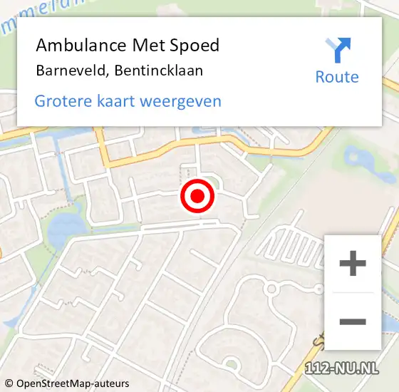 Locatie op kaart van de 112 melding: Ambulance Met Spoed Naar Barneveld, Bentincklaan op 2 januari 2022 16:52