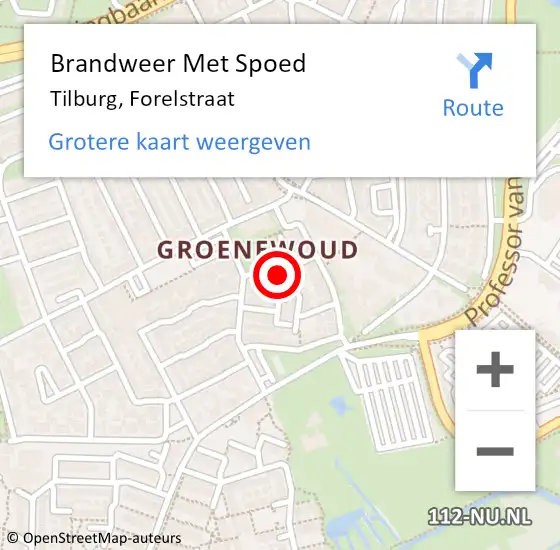 Locatie op kaart van de 112 melding: Brandweer Met Spoed Naar Tilburg, Forelstraat op 2 januari 2022 17:36