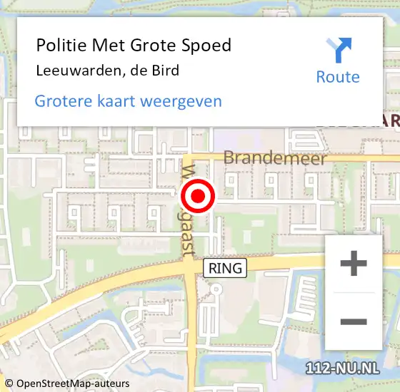 Locatie op kaart van de 112 melding: Politie Met Grote Spoed Naar Leeuwarden, de Bird op 2 januari 2022 17:44