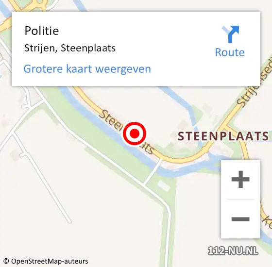 Locatie op kaart van de 112 melding: Politie Strijen, Steenplaats op 2 januari 2022 18:20