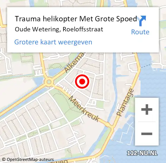 Locatie op kaart van de 112 melding: Trauma helikopter Met Grote Spoed Naar Oude Wetering, Roeloffsstraat op 2 januari 2022 19:14