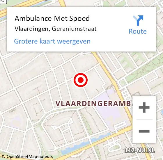 Locatie op kaart van de 112 melding: Ambulance Met Spoed Naar Vlaardingen, Geraniumstraat op 2 januari 2022 19:55