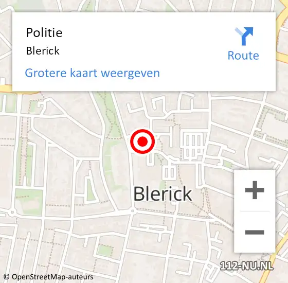 Locatie op kaart van de 112 melding: Politie Blerick op 2 januari 2022 20:53