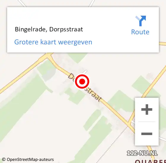 Locatie op kaart van de 112 melding:  Bingelrade, Dorpsstraat op 2 januari 2022 21:09