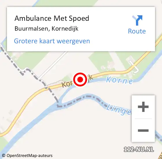Locatie op kaart van de 112 melding: Ambulance Met Spoed Naar Buurmalsen, Kornedijk op 2 januari 2022 21:12
