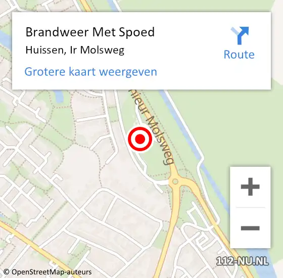 Locatie op kaart van de 112 melding: Brandweer Met Spoed Naar Huissen, Ir Molsweg op 2 januari 2022 23:28