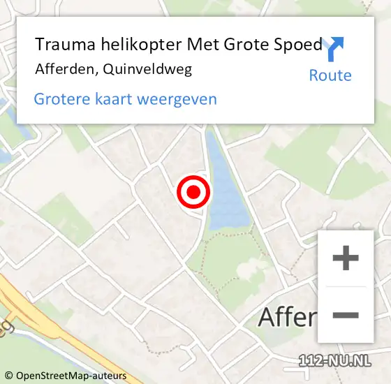 Locatie op kaart van de 112 melding: Trauma helikopter Met Grote Spoed Naar Afferden, Quinveldweg op 3 januari 2022 05:08