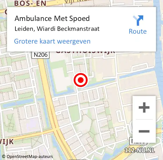 Locatie op kaart van de 112 melding: Ambulance Met Spoed Naar Leiden, Wiardi Beckmanstraat op 3 januari 2022 05:13