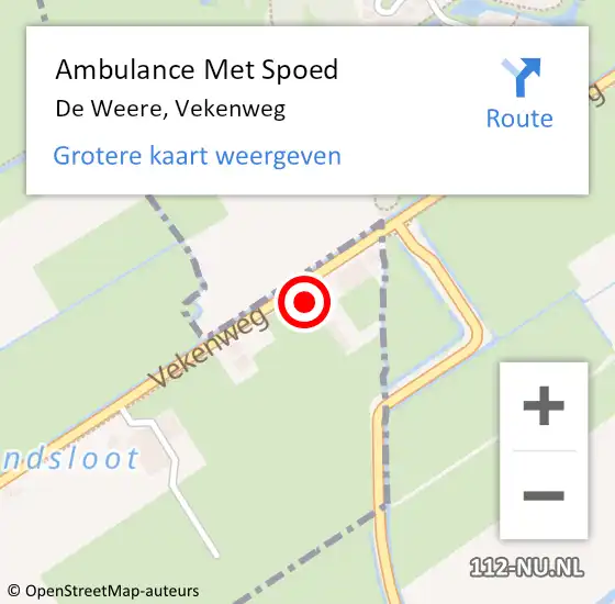 Locatie op kaart van de 112 melding: Ambulance Met Spoed Naar De Weere, Vekenweg op 3 januari 2022 07:11