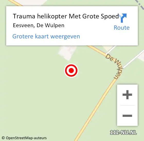 Locatie op kaart van de 112 melding: Trauma helikopter Met Grote Spoed Naar Eesveen, De Wulpen op 3 januari 2022 08:24