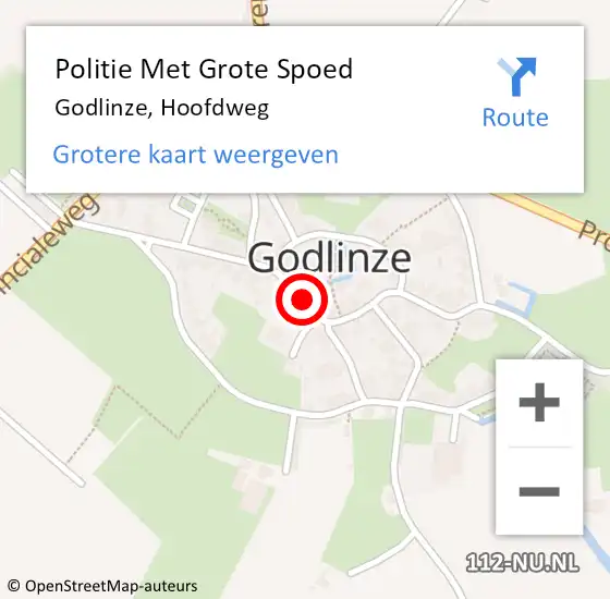 Locatie op kaart van de 112 melding: Politie Met Grote Spoed Naar Godlinze, Hoofdweg op 3 januari 2022 09:58