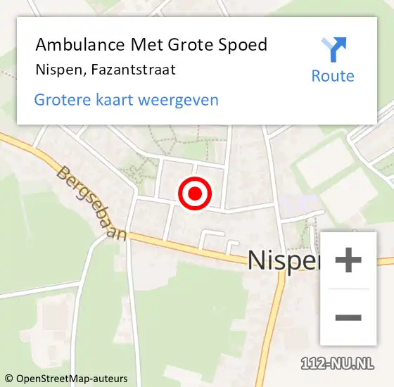Locatie op kaart van de 112 melding: Ambulance Met Grote Spoed Naar Nispen, Fazantstraat op 4 juli 2014 10:04