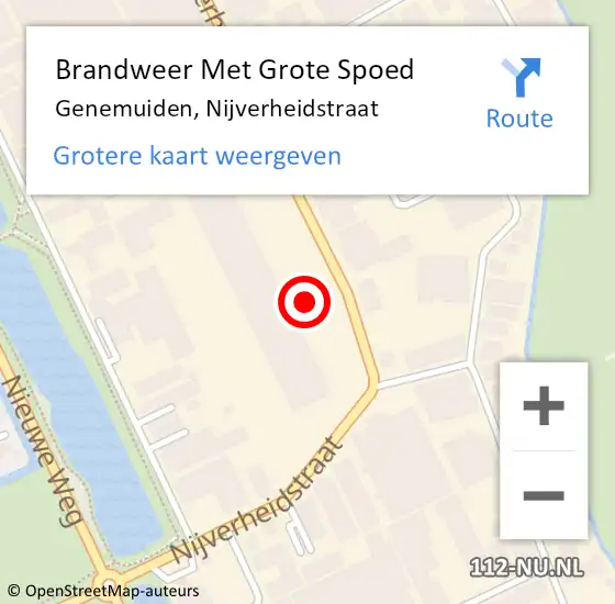Locatie op kaart van de 112 melding: Brandweer Met Grote Spoed Naar Genemuiden, Nijverheidstraat op 3 januari 2022 15:48