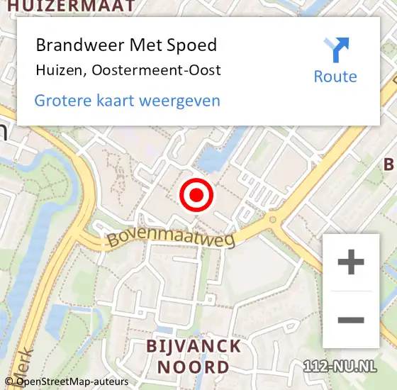 Locatie op kaart van de 112 melding: Brandweer Met Spoed Naar Huizen, Oostermeent-Oost op 3 januari 2022 17:27