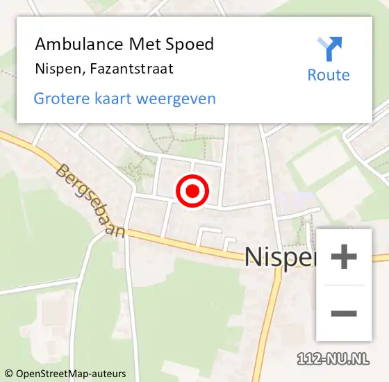 Locatie op kaart van de 112 melding: Ambulance Met Spoed Naar Nispen, Fazantstraat op 4 juli 2014 10:32