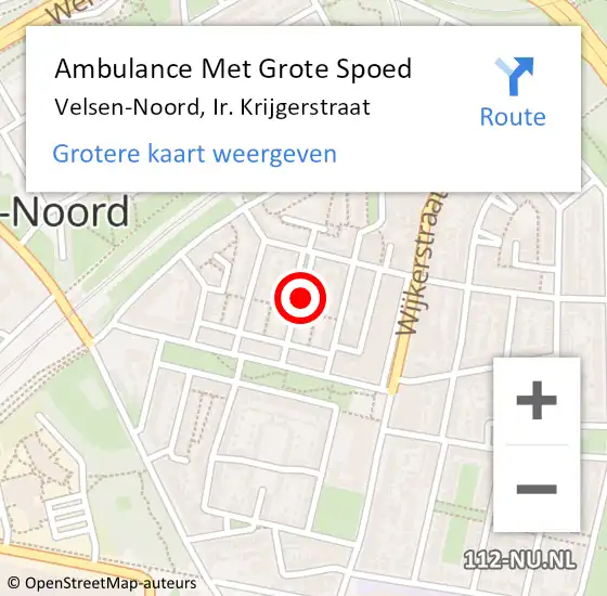 Locatie op kaart van de 112 melding: Ambulance Met Grote Spoed Naar Velsen-Noord, Ir. Krijgerstraat op 3 januari 2022 19:53